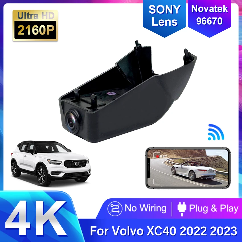 4K HD 2160P Plug and play WiFI Car DVR Video Recorder Dash Cam Camera For VOLVO XC40 Pure Electric 2021,XC40 fuel versions 2023