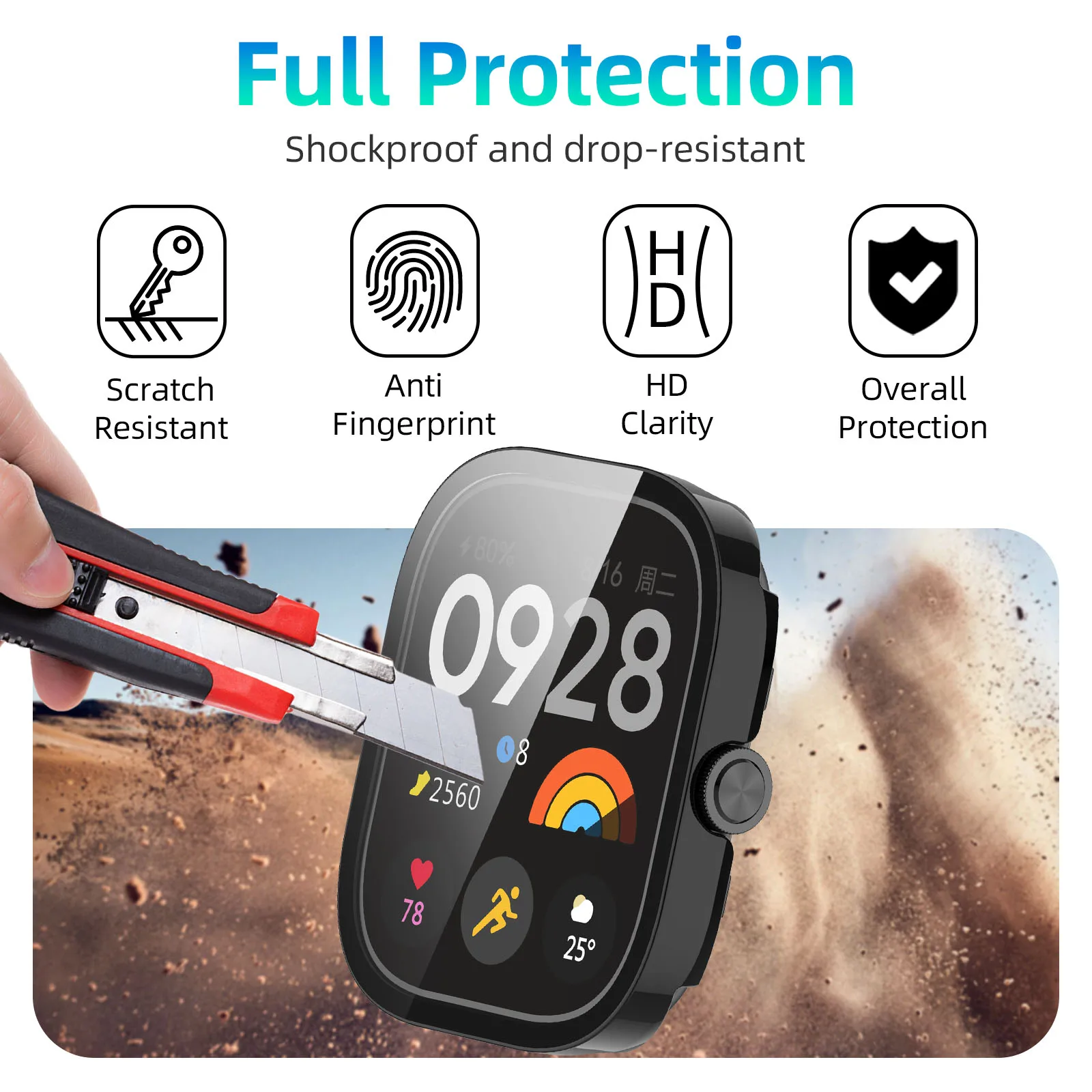 Glass+PC Case for Xiaomi Redmi Watch 5 Hard Bumper Built-in Ultra-HD Tempered Glass Protector for Redmi Watch5 Cover Accessories