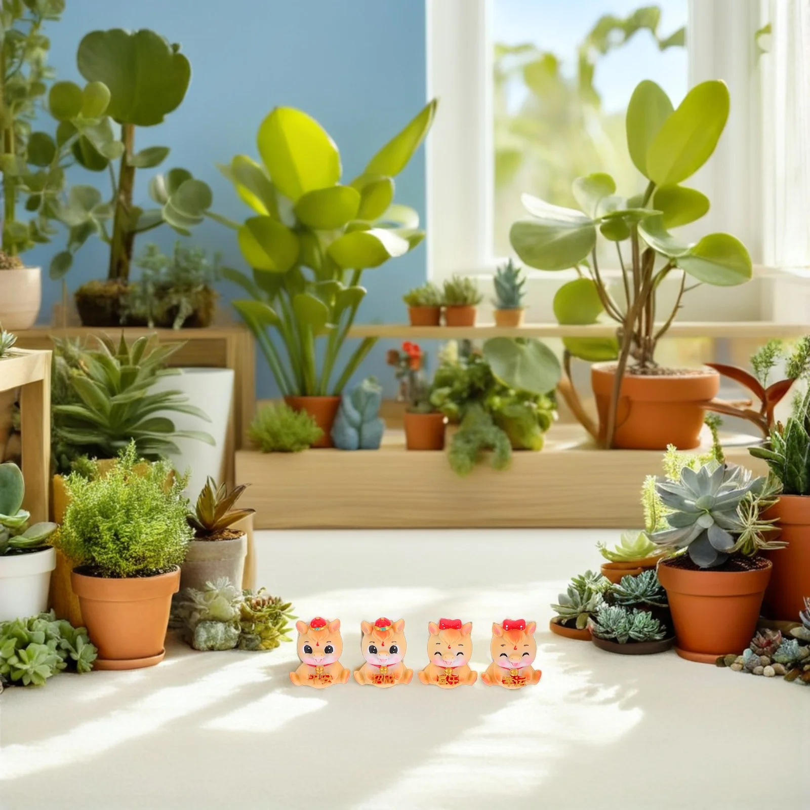 

4Pcs Resin Horse Statue Miniature Zodiac Sculptures for Home Office Table Decor New Year Birthday Gift New Year Horse Figurines