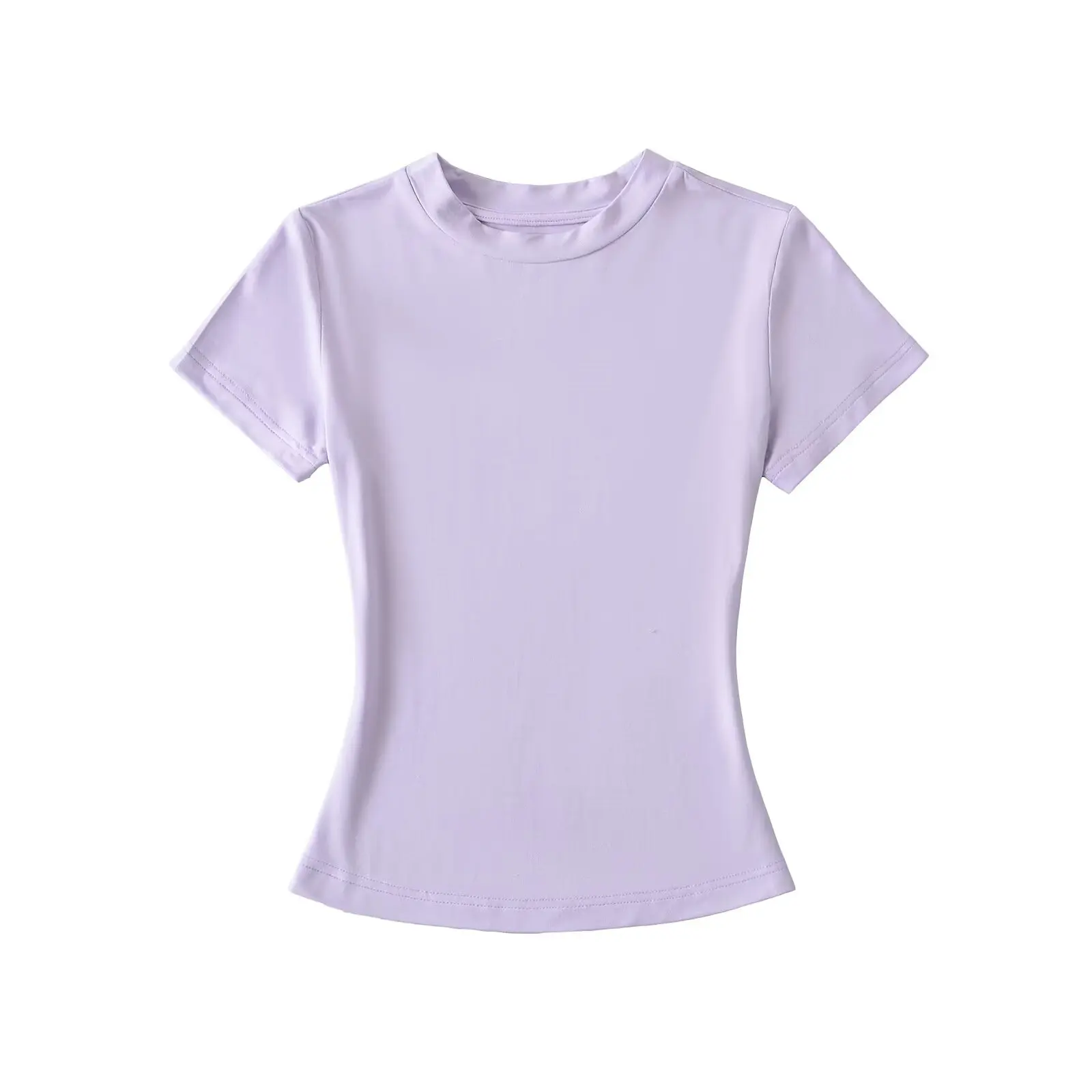 スリムフィットまたはスリムフィット T-irt 女性用夏用伸縮性タイトニングスリムヨガスポーツトップストリートスリムハイカラーや長さ