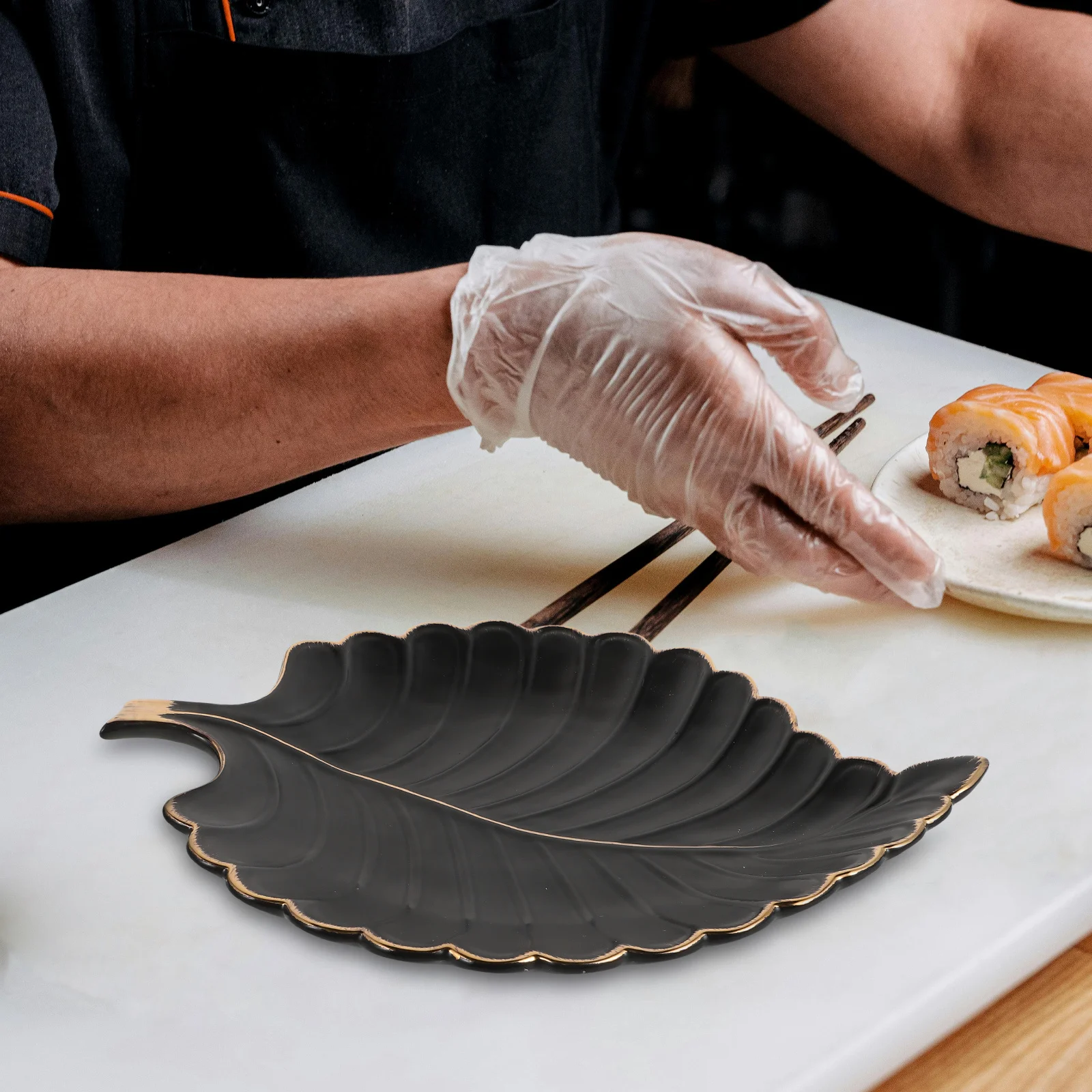 

Home Decor Cute Jewelry Dish Decorative Plate Ceramic Tray Room Candy Black Serving