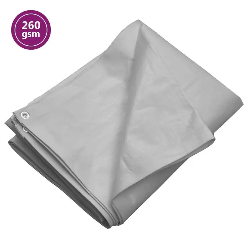 Bâche 260 g/m² 6x10 m Gris PEHD, bâche de protection robuste en PEHD, bâche de protection pour toit, jardin et camping, abri extérieur résistant, bâche polyvalente pour terrasse, bateau et stockage d'équipement