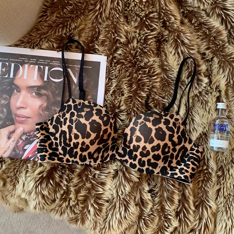 

Мягкий милый сладкий бюстгальтер с леопардовым принтом, зимнее теплое нижнее белье для японских девочек, плюшевая зимняя одежда для женщин, комплект с бюстгальтером