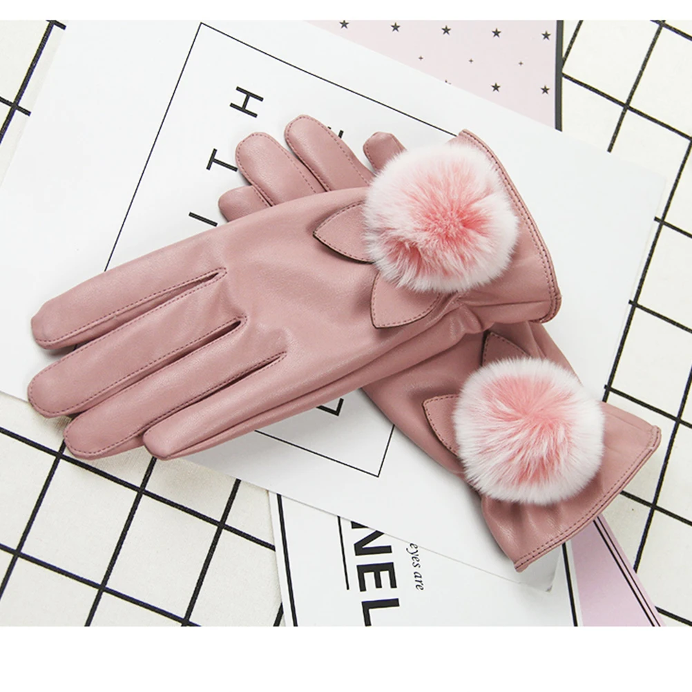 

Fleece Warm Gloves Cold Weather Pink Thermal Women Lovely Winter Isolation Miss