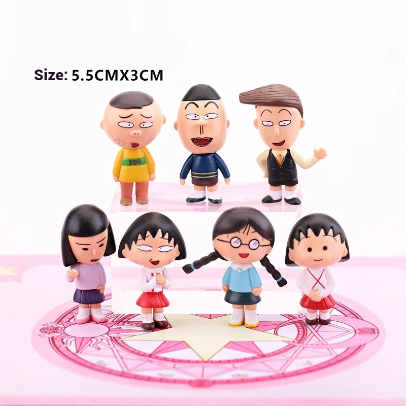 Chibi Maruko-Chan Figure Pvc Model Car Desktop Ornament Maruko Anime Figure Collection Toys Cartoon Doll Decoration Kids Gift