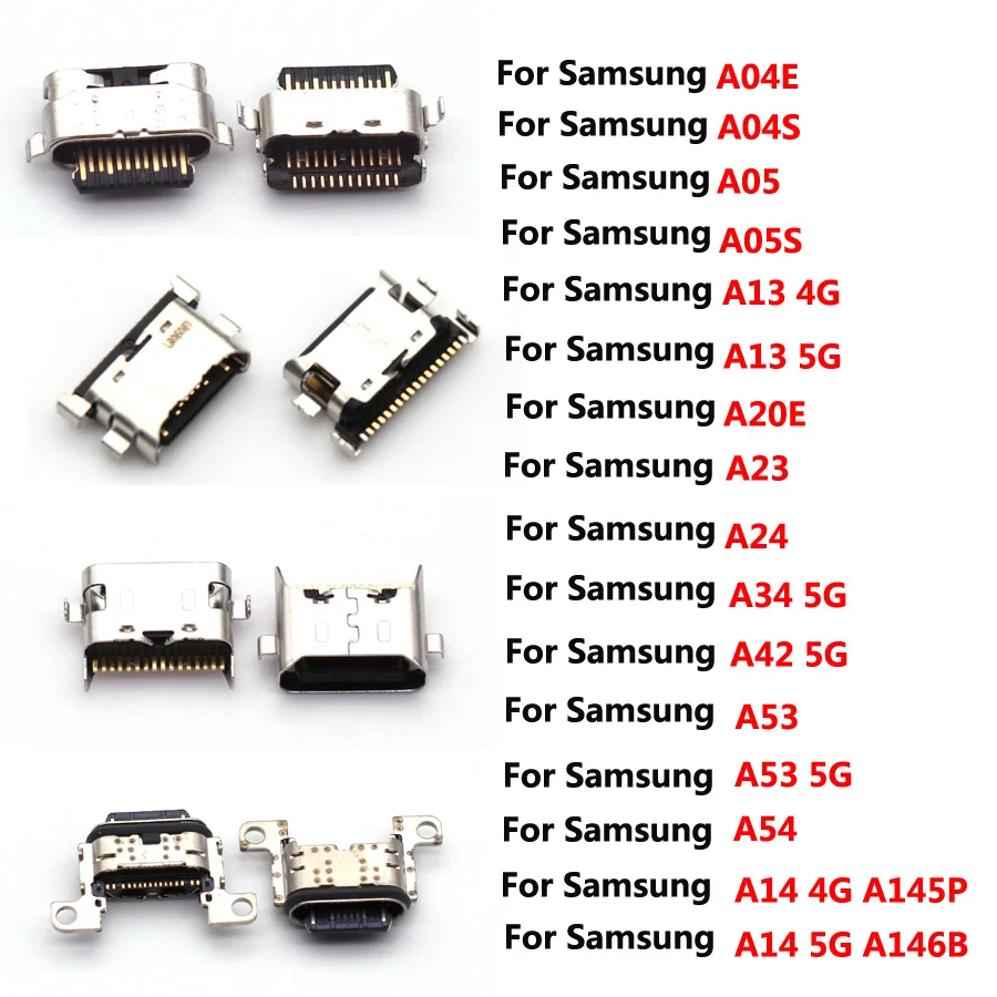 10 قطعة لسامسونج A04E A04S A05 A05S A13 4G A13 5G A14 A145P A146B A20E A23 A24 المصغّر USB جاك موصل مقبس شاحن