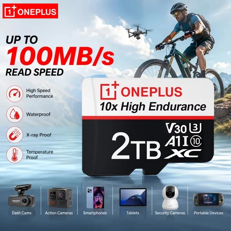 OnePlus Class 10 V30 Waterproof Memory SD Cards with USB Adapter 2TB 512GB High Speed Micro TF/SD Card For Phone Laptop Computer