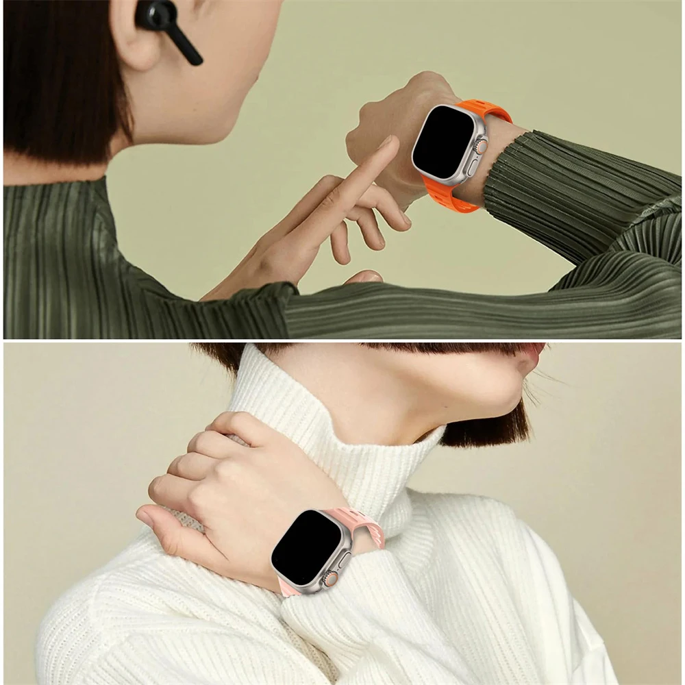 Pulseira de Silicone Ajustável para Apple Watch, Sport Band, Ultra Strap, 46mm, 49mm, 41mm, 45mm, 44mm, 40mm, 42mm, 5, iWatch Series 10, SE, 9, 8, 7, 6, 5