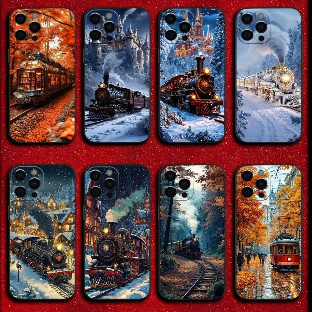 

Train Express Phone Case For iPhone 17,16,15,14,13,12,11,Pro,Max,Plus,E,SE4,Air,Mini Black Cover