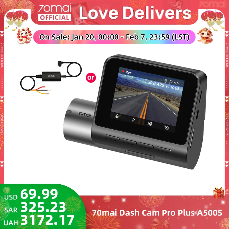 70mai A500S Recorder Car DVR Front Cam A500S 1944P Night Vision 70mai Dash Cam Pro Plus Built-in GPS Wifi Support Rear Cam