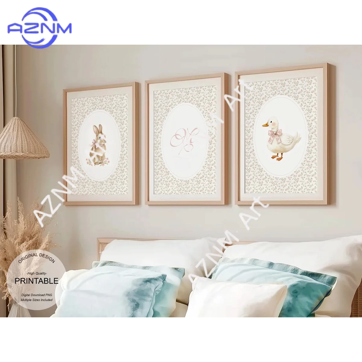 1/3-teiliges Set mit Hasen- und Entenmotiven für das Kinderzimmer – Wandkunst