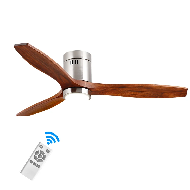 

Home Fan Lamp Remote Control Dc Motor Modern 52 Inch Solid Wooden Blades Led Ceiling Fan with Light