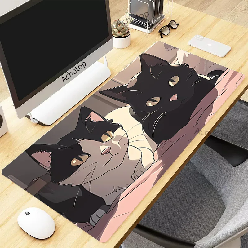 Süße Katze große Gaming Mouse pad xxl Gamer Mauspad 900x400 Größe für Büro lange Tisch matte Kawaii Schreibtisch für Teen Mädchen für Schlafzimmer