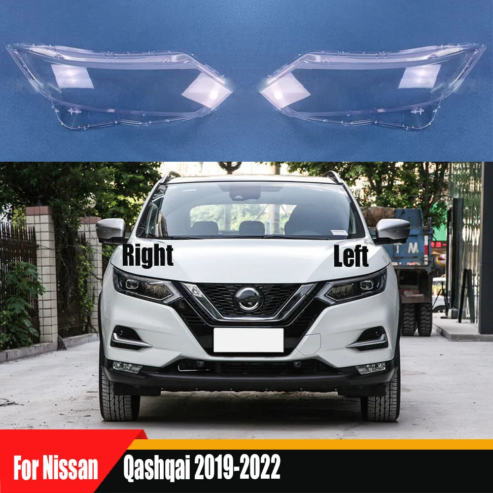 

For Nissan Qashqai 2019 2020 2021 2022 Car Front Headlight Cover Transparent Lampshade Plexiglass Replace Original Lens Shell