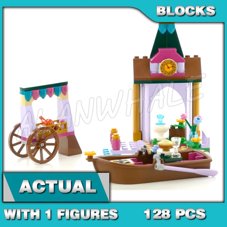 

128pcs Princess Royal Girls Ice Snow Elsa's Market Adventure Clock Rowing Boat 10889 Building Blocks toys Compatible With Model