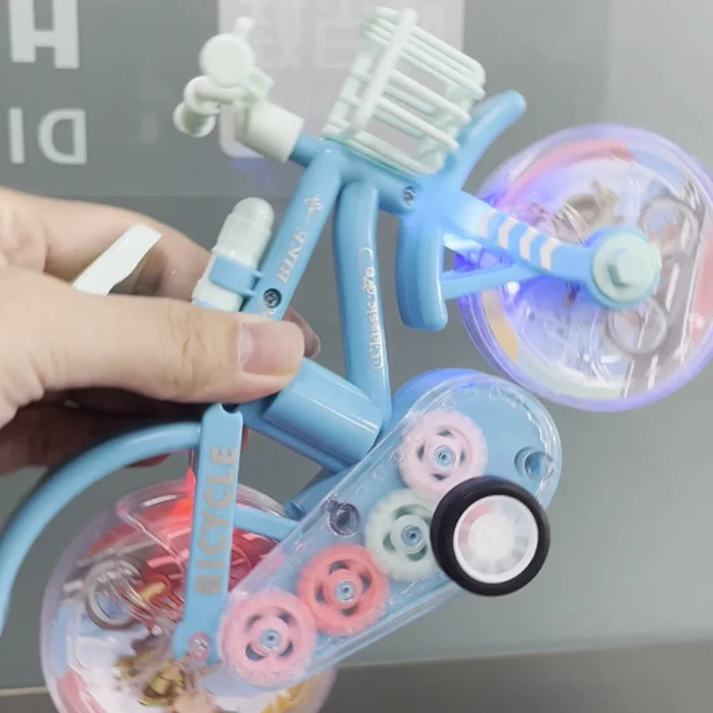 Jouets de vélo engrenages de Simulation pour enfants, vélo à inertie créatif avec lumières, jeux de bureau, accessoires pour maison de poupée, jouets de maison de jeu
