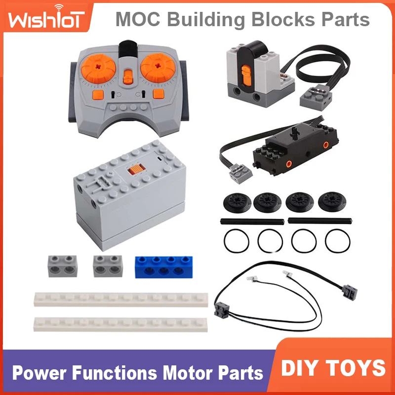 MOC – pièces techniques, servomoteur de Train, télécommande, boîte à piles, ensemble de lumières, vitesse IR, récepteur de télécommande, jouet