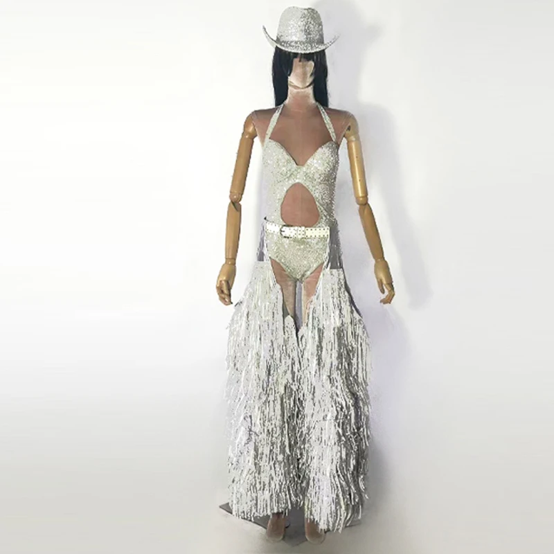 Vêtements de danse pôle Sexy pour femmes, body à paillettes, pantalon à franges, Costume Gogo de fête, Bar, discothèque, DJ Rave