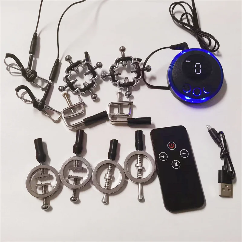 8-Modus Elektrische Nippelklemmen aus Metall zur Bruststimulation, Massage und Klitoris- und Schamlippenstimulation, Sexspielzeug für Frauen und Männer