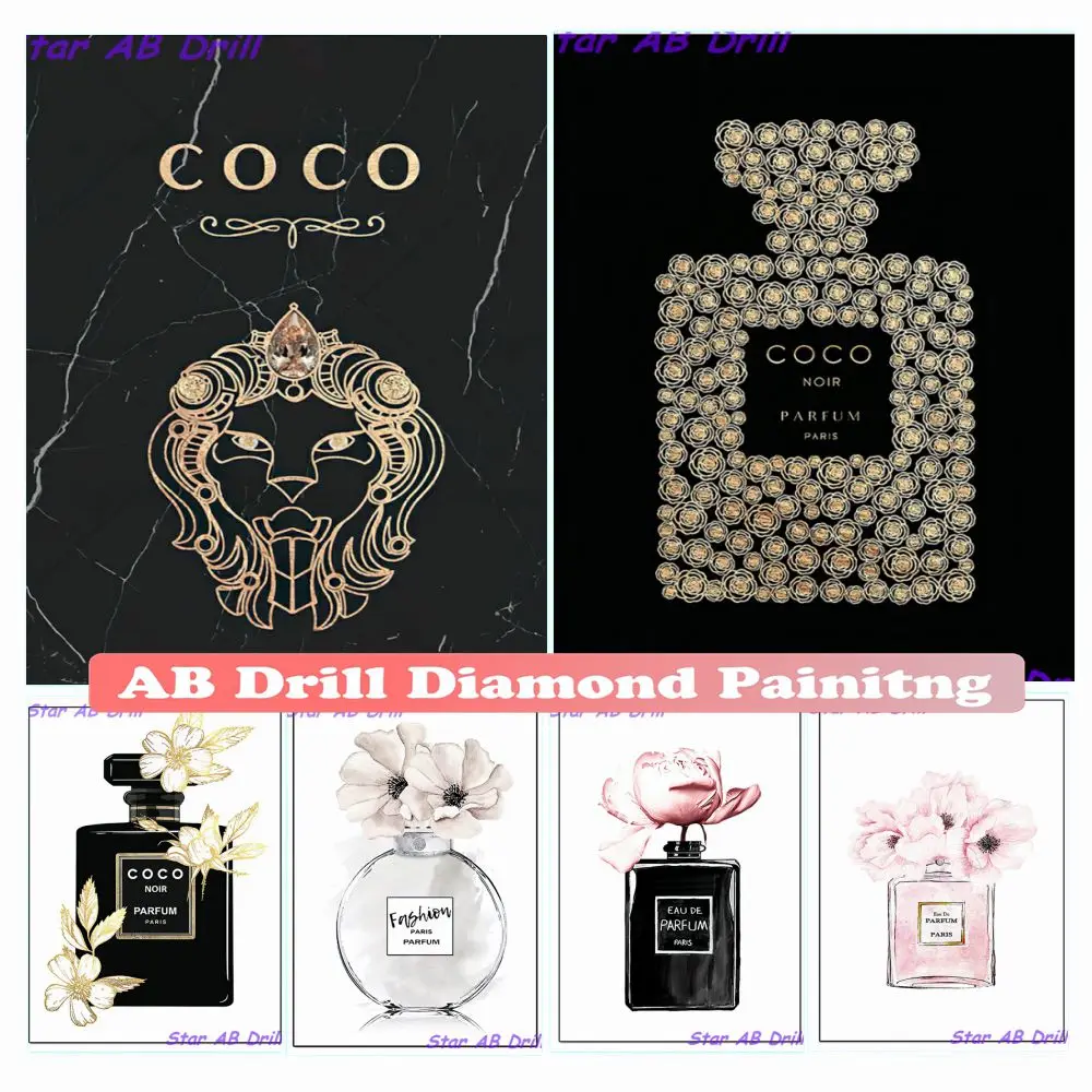 

Home Decor Fashion Luxury Coco Perfume Bottle 5d Diy Diamond Mosaic Art Painting Nordic Flower Cross Stitch Kit AB Drill Cuadros