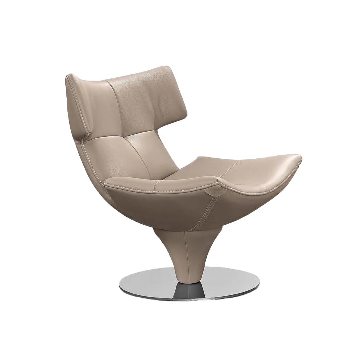 Italian Light Luxury and Simplicity Designer FRP Leather Soft Bag Rotating Backrest Negotiation Reception Chair