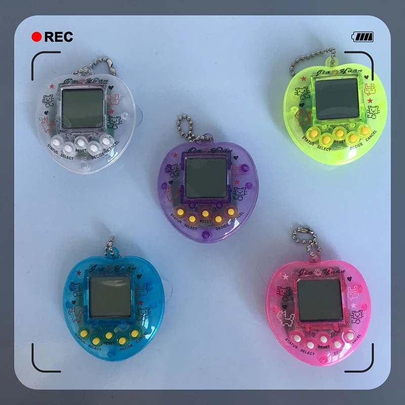 Electronic Pet Game Machine Transparent Heart Shape Virtual Pet Puzzle Game Keychain Design Birthday Gift For Kids
