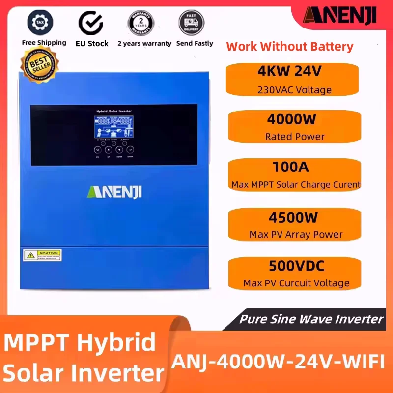 4KW 2KW Hybrid Solar Inverter 12V 220V 24V Off Grid Inverter Build In 100A/90A  MPPT Solar Charger Controller For Solar Panel