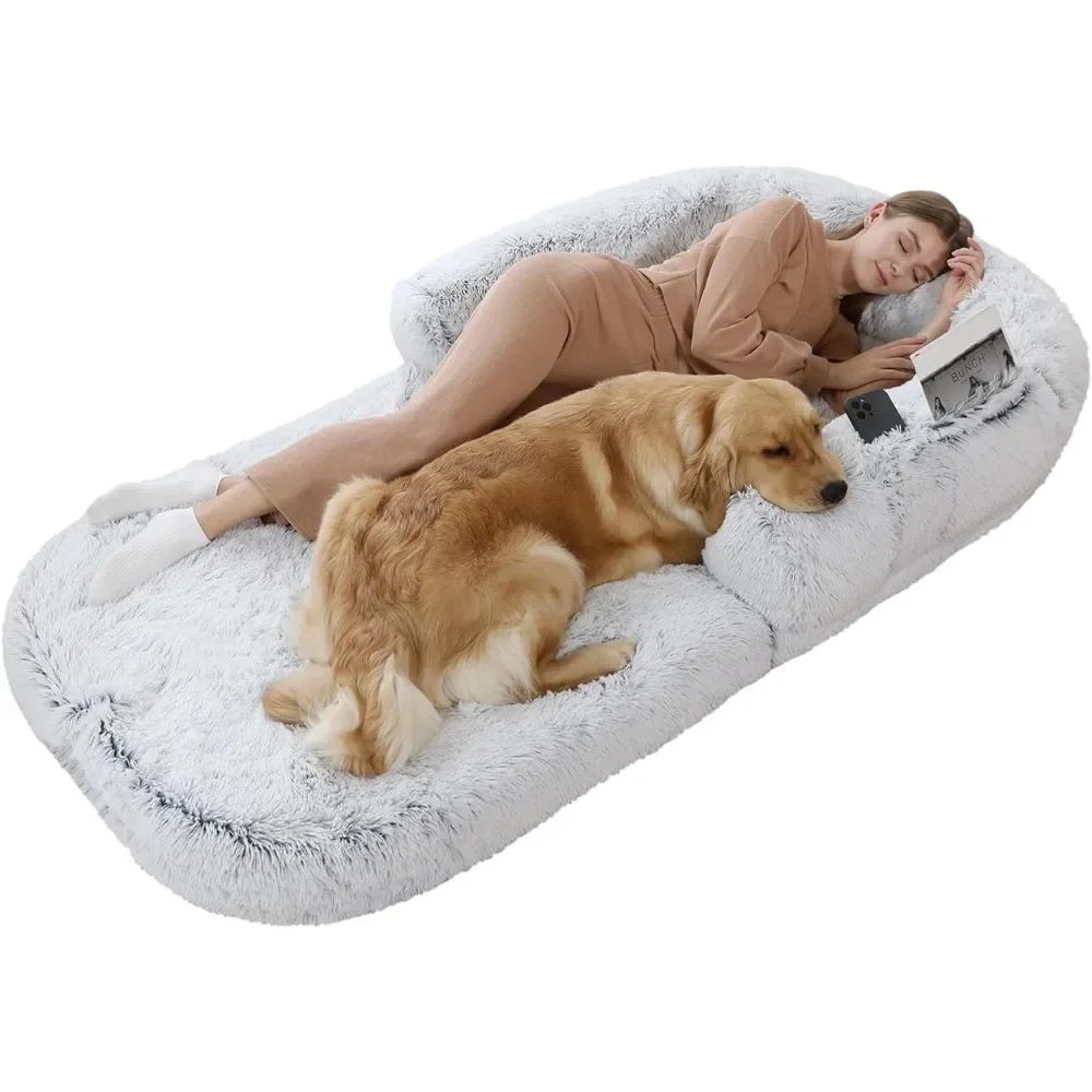 

Human Dog Bed, Beds for Large Dogs, Foldable Plush Washable Dog Bed for People Doze Off 71"L x 38"W x 11"Th