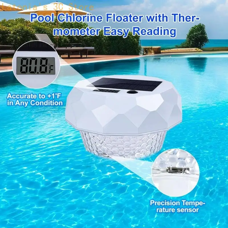 Spa Temperature Light with Handheld Remote Floating for Pool Use X3UB