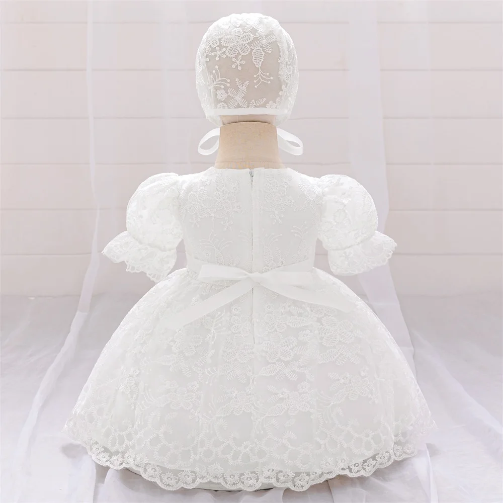 Fluffy Party Princess Gown For Baby Girls Infant 2pcs White Tutu Dress Toddler 1st Birthday Baptism Clothing Fashion New Costume