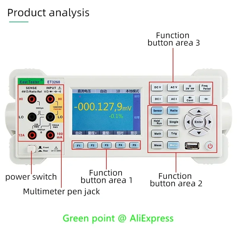 ET3260A ELECTRONIC Load Bit Benchtop Digital Current Measurement High Precision 22000 Counts Professional Multimeter Tester New