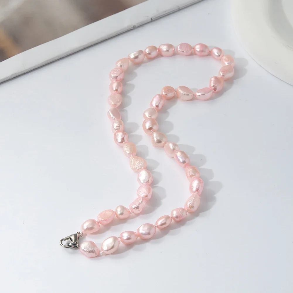 

7-8mm Natural Freshwater Pearl Baroque Pearl Necklace Pink For Women Wedding Party Classic Birthday Gifts