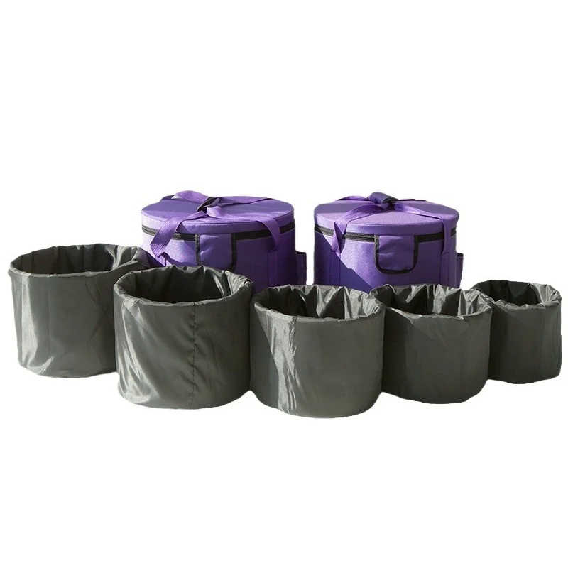 6-12/8-14 Inch Crystal Singing Bowl Bag Set Canvas Sound Bowl Storage Bag with Inner Liner Purple Singing Bowls Organizer Bags