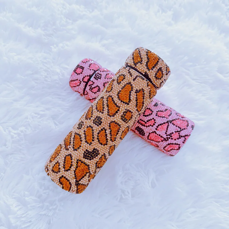 280ml Creative Leopard Print Stainless Steel Thermos Bottle Bling Diamond Vacuum Flask Mini Insulated Cup Keep Hot Water Bottle