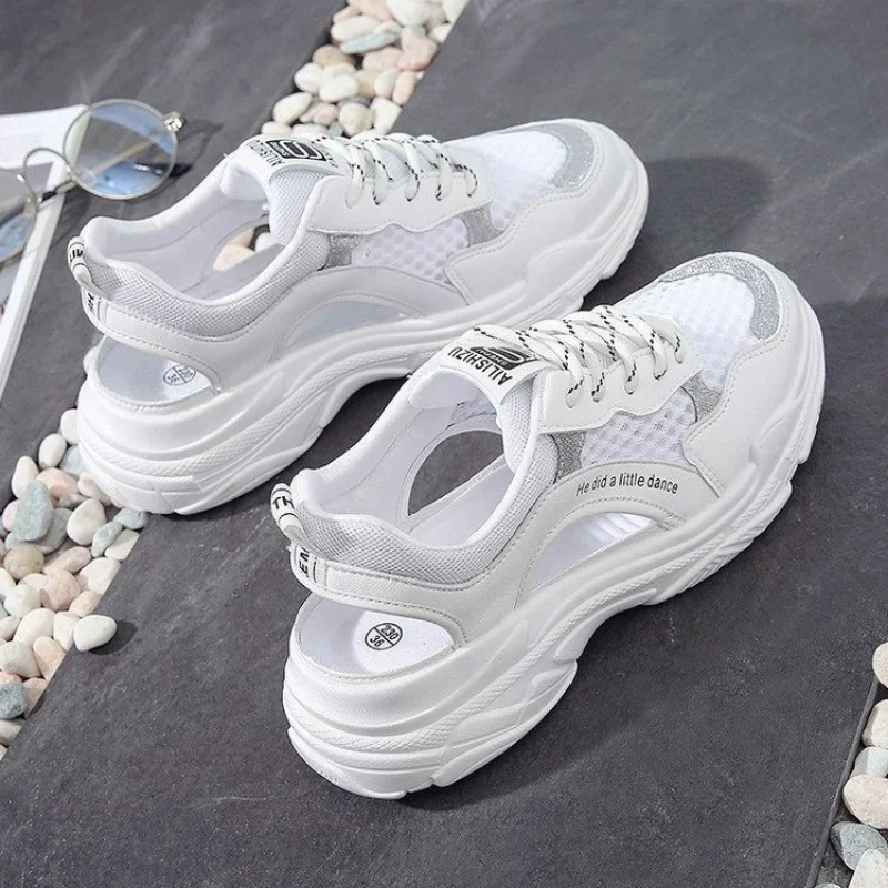 2023 New Sandals Women Shoes Summer Fashion Hollow Flat Lady Fashion Sports Small White Shoes