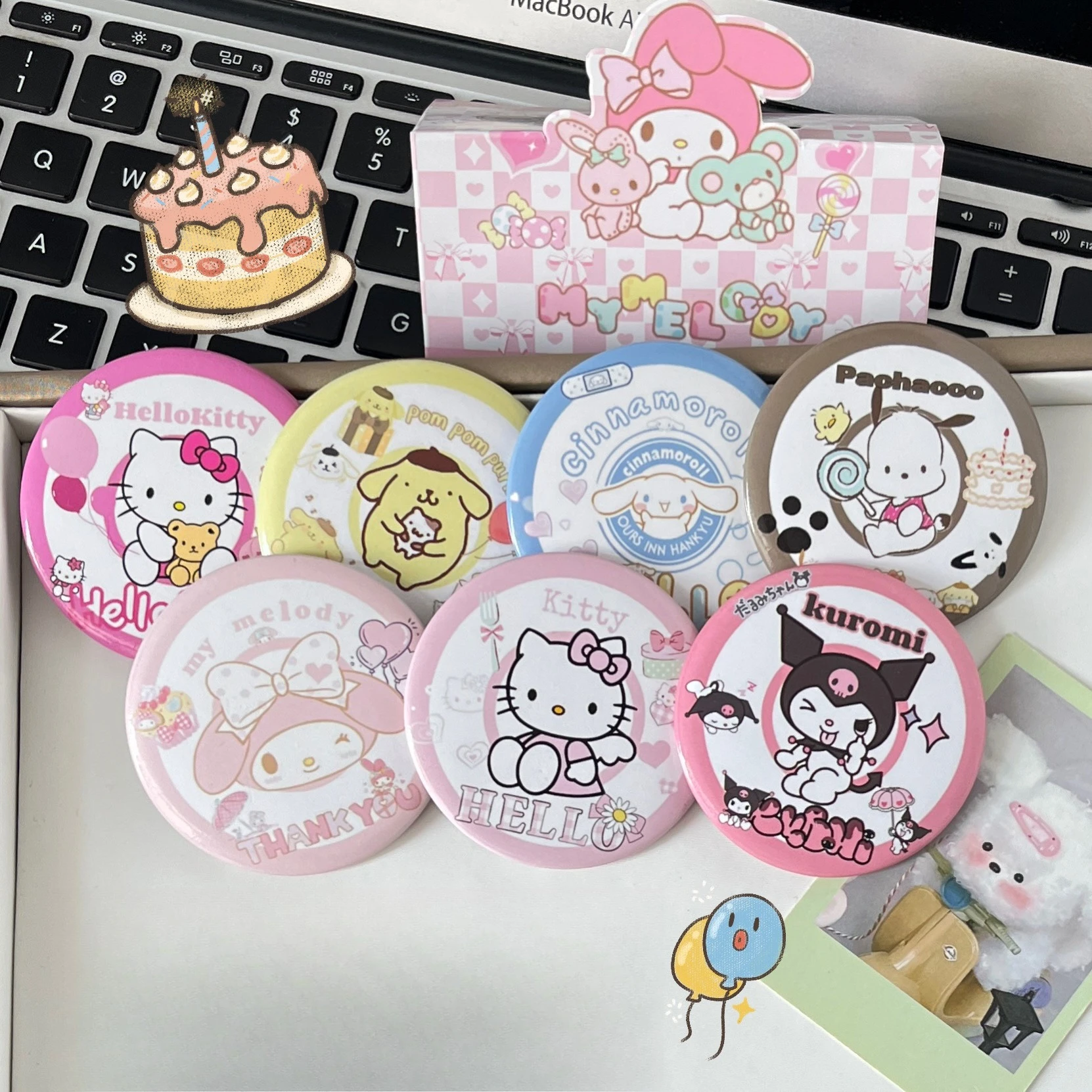 Miniso Sanrio Badge Kulomi KT Cartoon Brooch Pin ins Sweet and Cute Daily Variety Bag Accessories