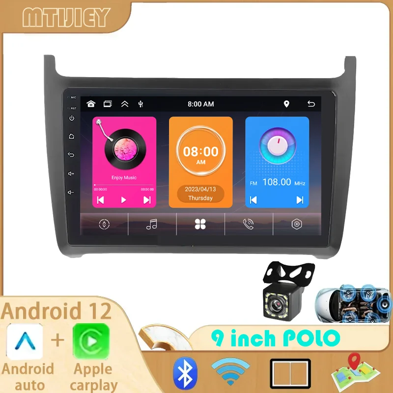 2 din Car Radio multimedia player For VW Polo5 2012-2020, Android DVD GPS Stereo, Carplay, wireless BT