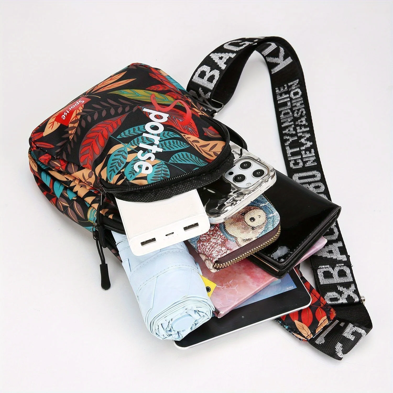 

2026 Summer New Colorful Floral Print Crossbody Backpack, Vacation Outdoor Travel Cycling Chest Bag, Perfect for July 4th Independence Day, Music Festivals, Back-to-School Gifts
