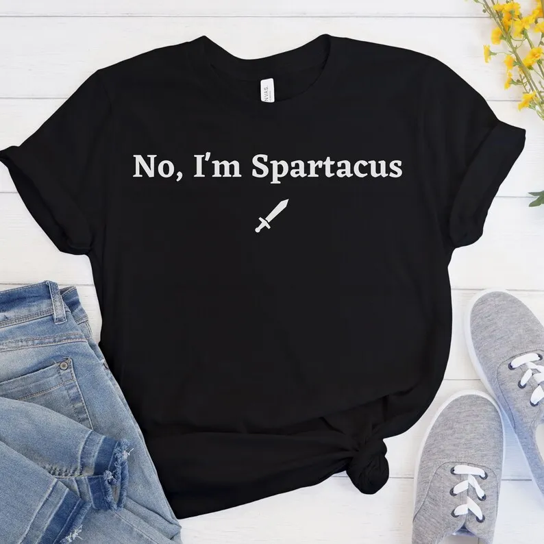 

Футболка No I'm Spartacus Fun, футболка с изображением персонажа из фильма, ретро-футболка с изображением фильма, хлопковая винтажная футболка с круглым вырезом, мужская и женская уличная одежда, футболки с коротким рукавом