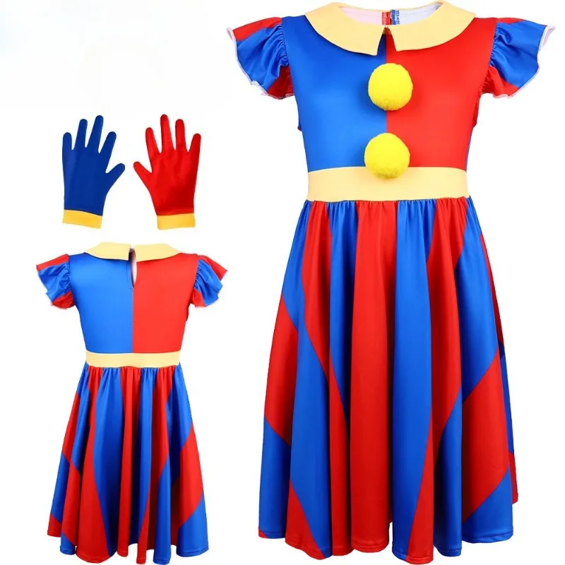 

Hot New Halloween The Amazing Digital Circus Pomni Cosplay Costume Carnival Fancy Red Blue Clown Dress Up Disguise