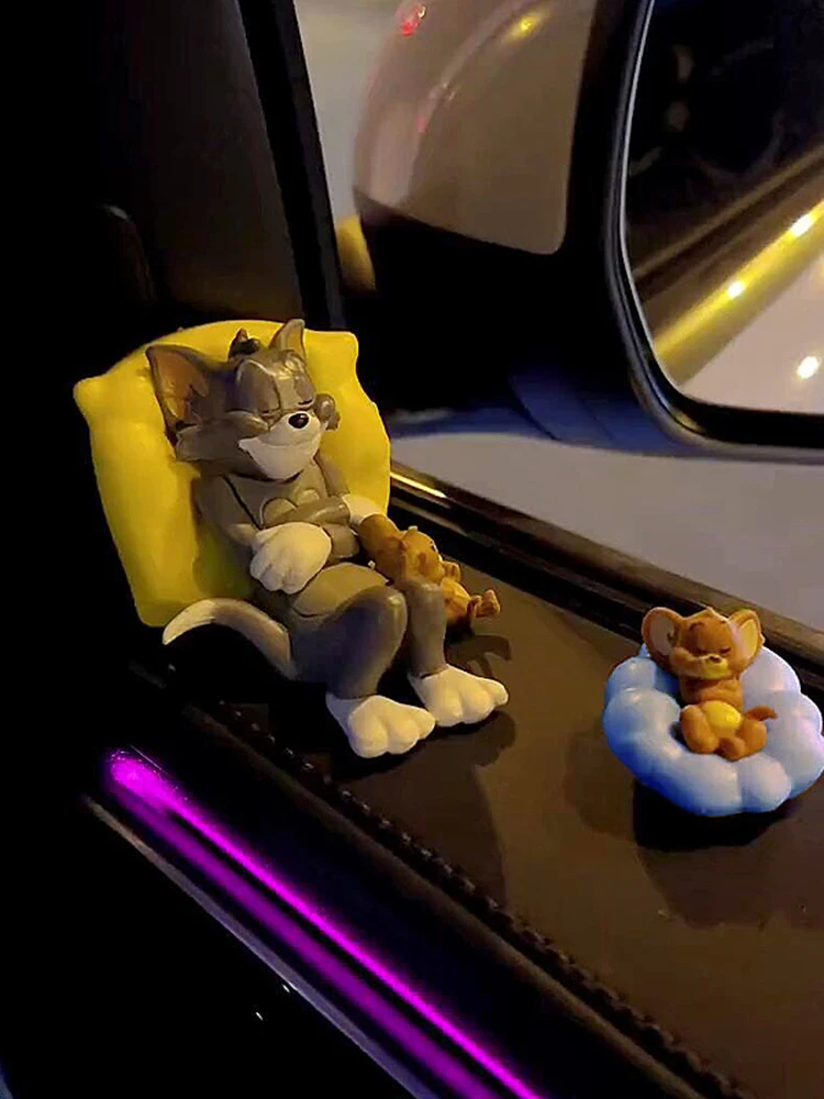 Tom Jerry Desk Shelf Ornament Car Dashboard Ornament Decoration Figurine Cute Sleeping Pose Home Decor Gift