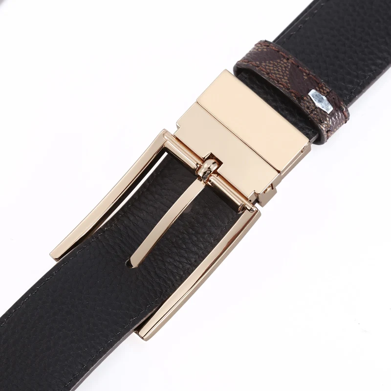 Luxury Fashion Male Reversible Leather Belt Men Business Trouser Belt Genuine Men Leather Belts For Jeans Dark Brown Black