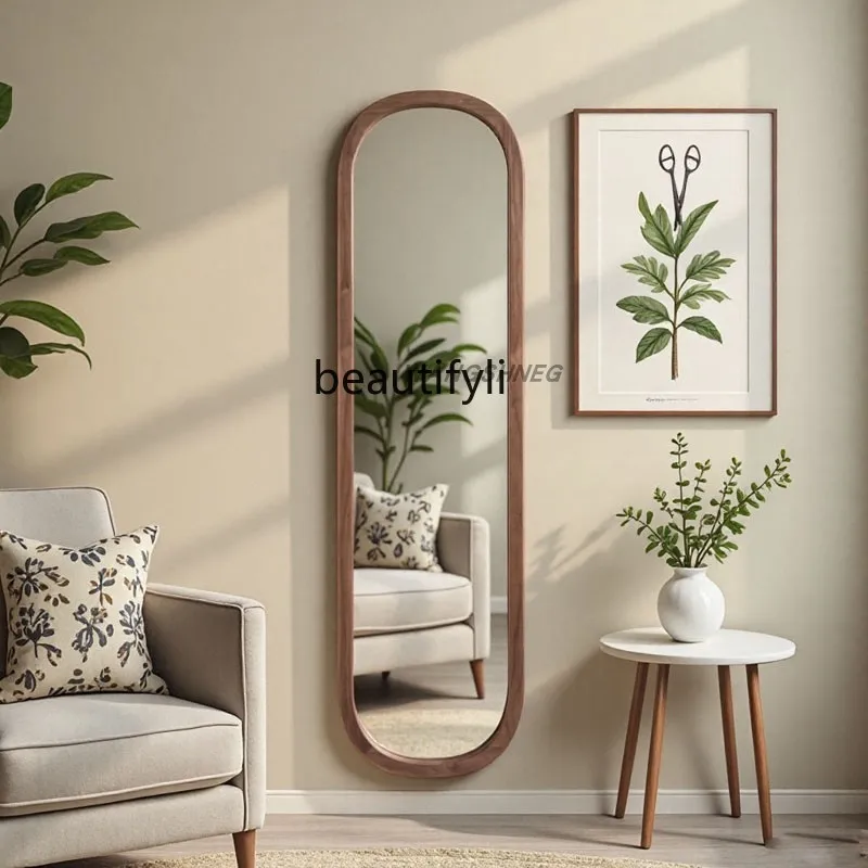 

French retro full-body mirror household wall hanging medieval, American bedroom oval fitting mirror simple mirror