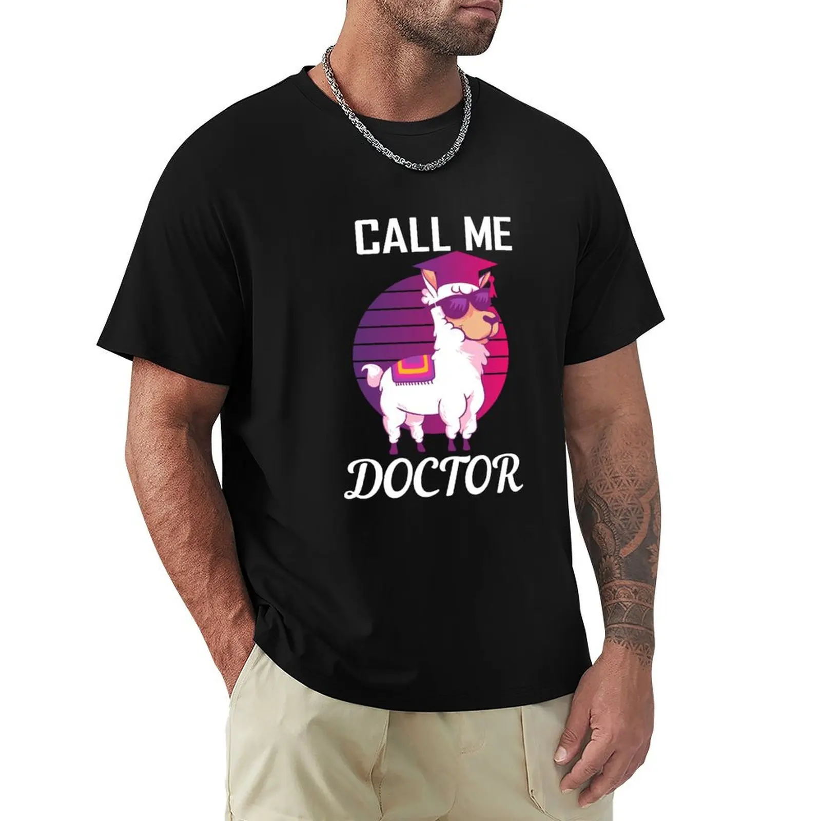 Call Me Doctor - Llama Alpaca Doctorate T-Shirt Work Wear Short Sleeve T-Shirt