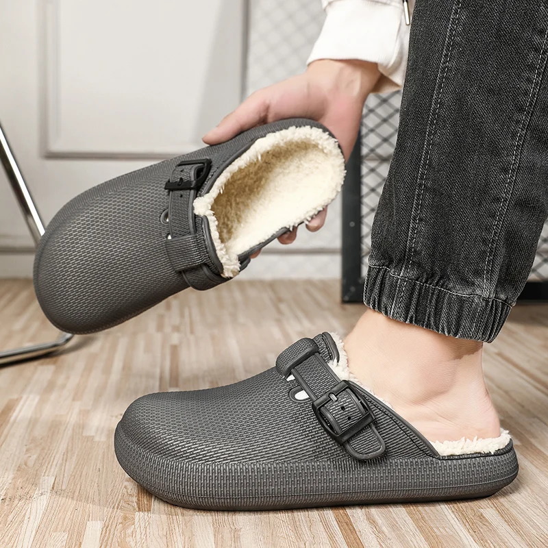 Winter Slippers for Men Half Shoes Anti-Skid Kitchen Shoes Lightweight Eva Slides Comfortable Male Sandals Chaussures Homme Luxe