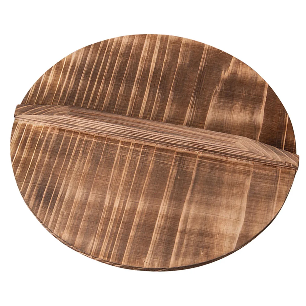 

Round Wooden Pot Lid Thickened Natural Wood Cookware Cover for Wok Frying Pan Universal Heat Retaining Kitchen Lid Splash Guard
