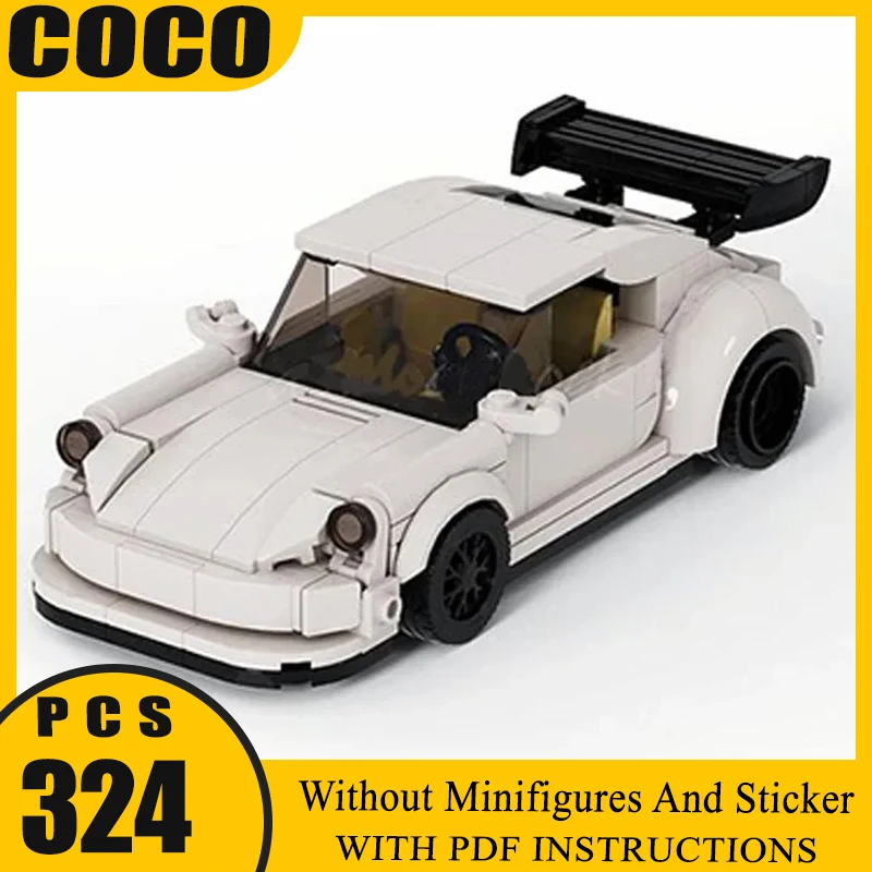 

Moc Building Bricks City Car Series White Sports Car Model Technology Modular Blocks DIY Set Assembly Christmas Gift