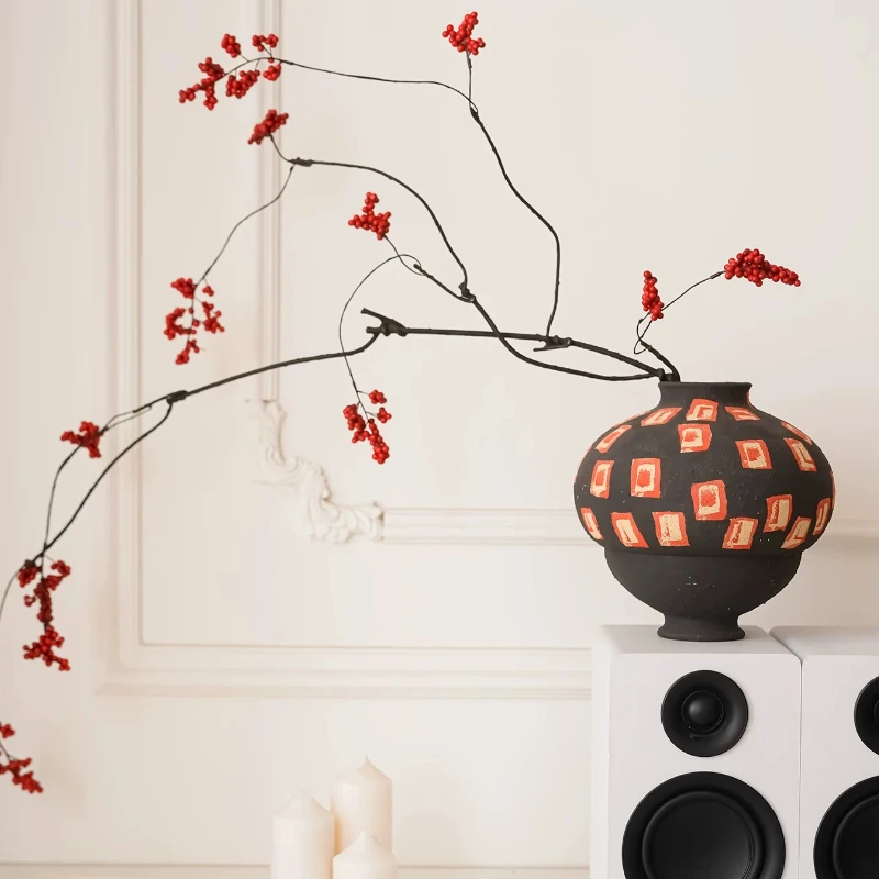 Wabi Sabi Jingdezhen Ceramic Art Vase Premium Tabletop Flower Container Living Room Decorative Floral Pot Entryway Home Ornament