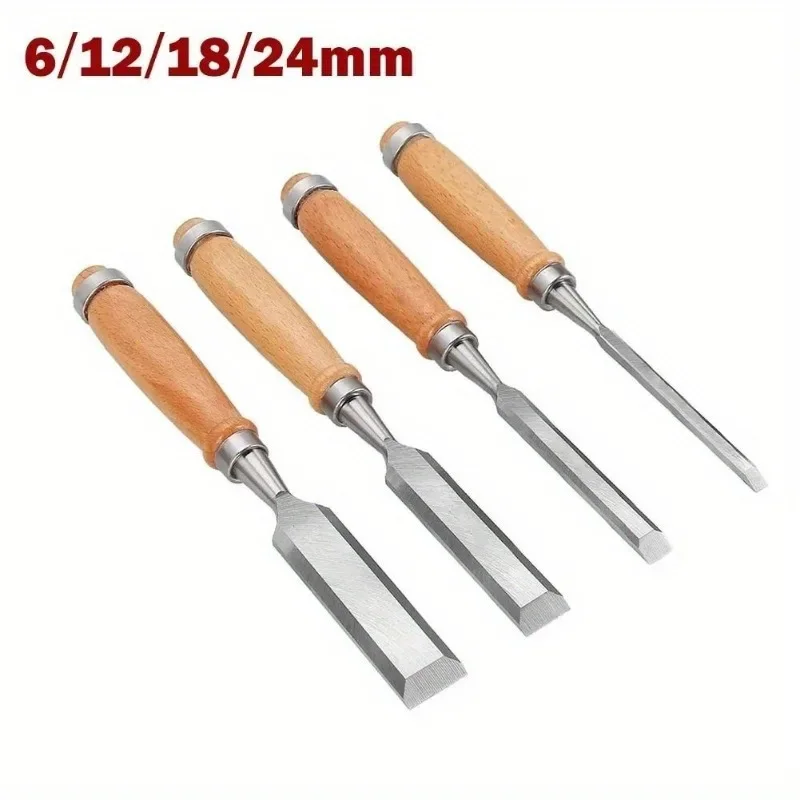 1pc New 6/12/18/24mm Wood Carving Chisels Sharp Chrome-Vanadium Steel Wood Chisel With Handle Wood Carving Tools For Woodworking