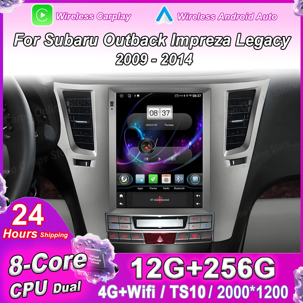 9.7“ Android 15  For Subaru Outback Impreza Legacy 2009 -2014 Auto Multimedia Player Carplay GPS Navigation Car play Auto WIFI